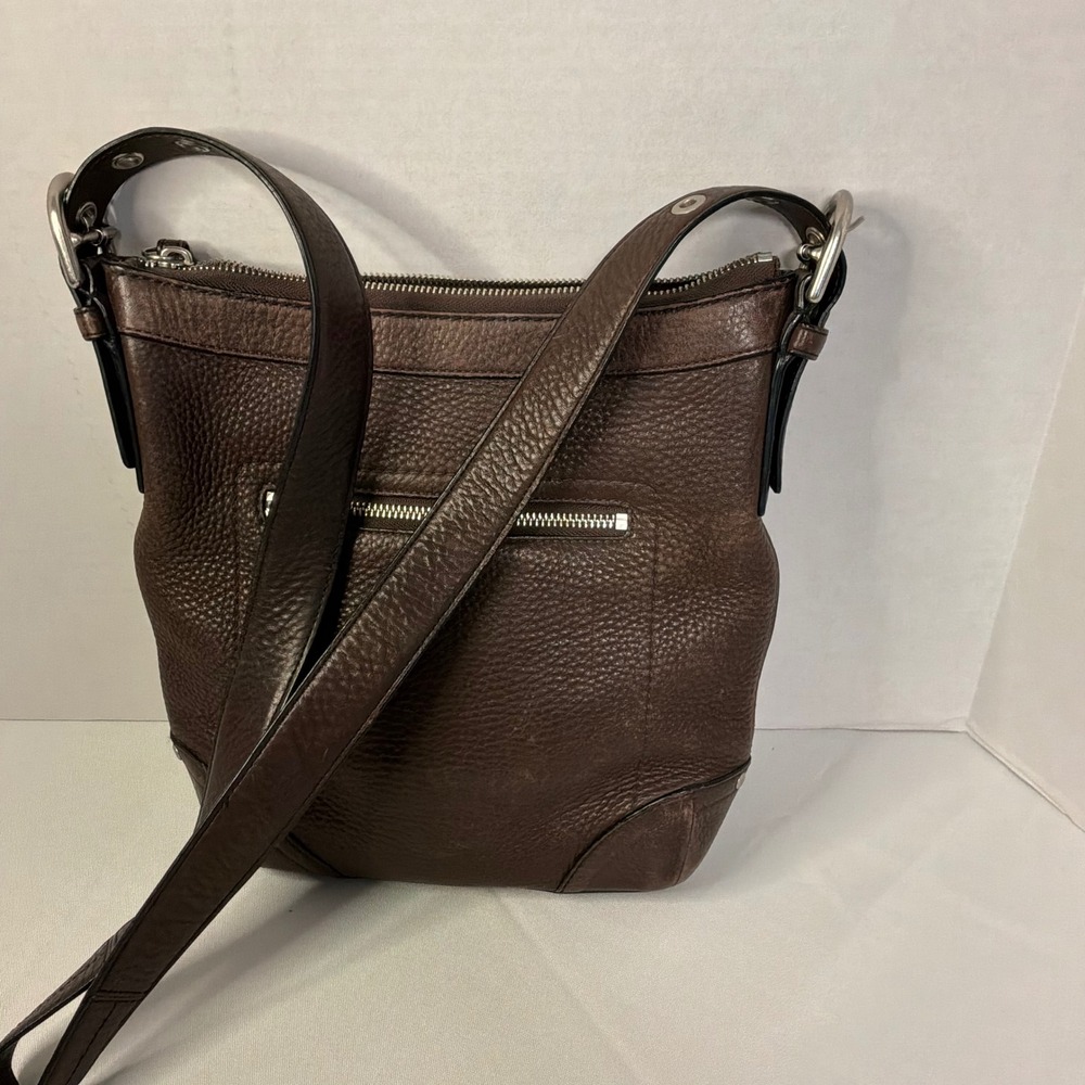 🔵 Coach Soho Brown Pebbled Leather Crossbody‎ Bag F12319
